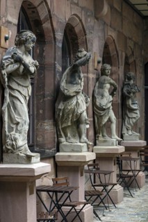 Statues of the four seasons from the 18th century in the courtyard of the Fembohaus