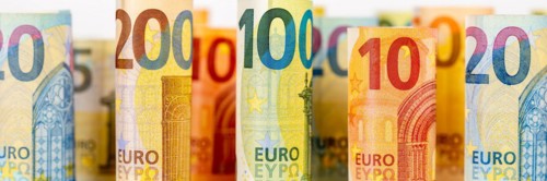 Euro banknotes save money finances background pay pay panorama banknotes in Stuttgart