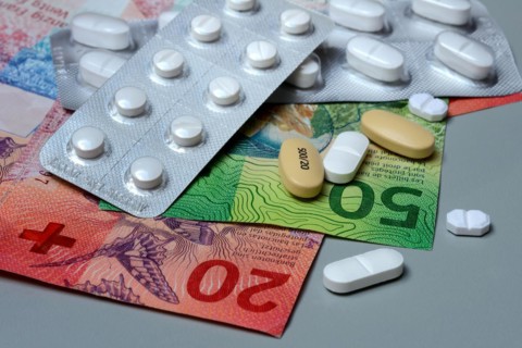 Swiss banknotes and medicines