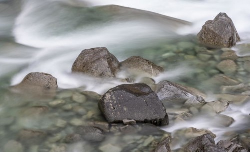 Water flowing over stones