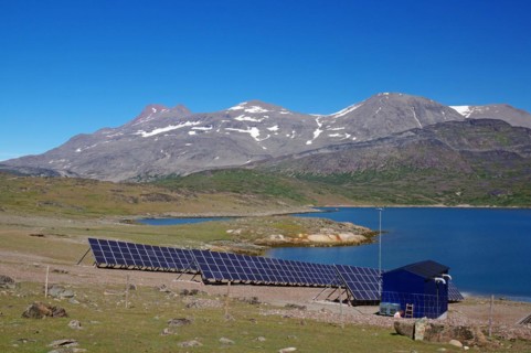 Solar panels in a barren landscape