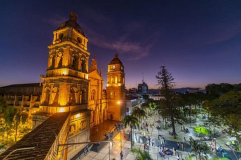 Cathedral Basilica of St. Lawrence at nighttime