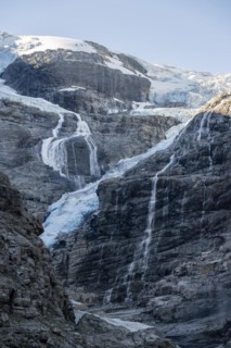 Waterfalls at the glacier tongue Kjenndalsbreen