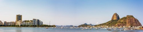 Panoramic image of Rio de Janeiro with the boats moored