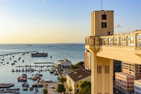 View of the bay of All Saints and Lacerda elevator in the famous city of Salvador