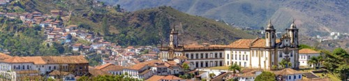 Panoramic view from the top of the historic center of Ouro Preto with its houses