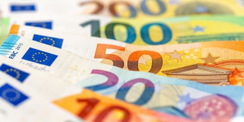 Euro banknotes save money finances background pay pay banknotes banner in Stuttgart