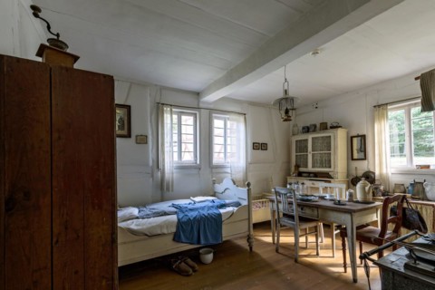 Historical rural parlour with bed