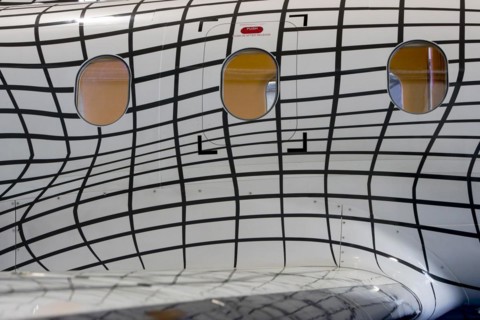 The windows of the cabin of a passenger aircraft