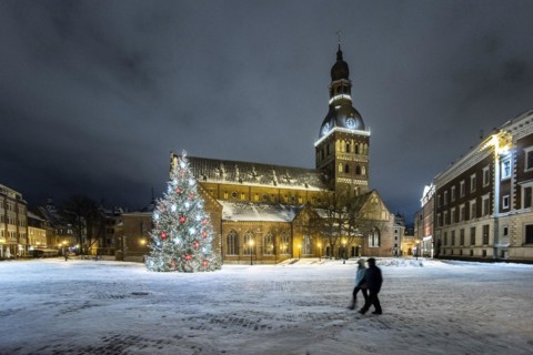 View of Riga Cathedral in winter in Riga