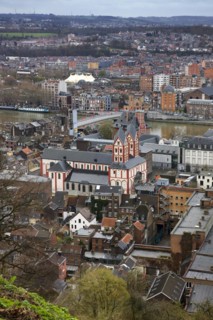 View over the city Liege and the St. Bartholomew's Church