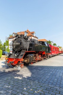 Steam train of the Baederbahn Molli railway Steam locomotive in Bad Doberan