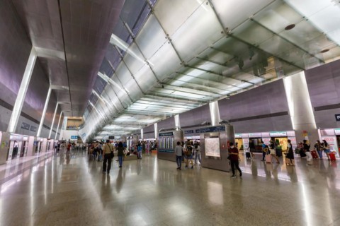 Metro Singapore Subway at Changi Airport Subway Station in Singapore