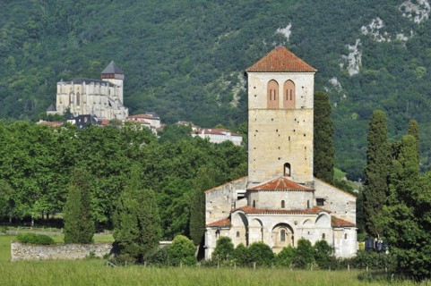 The basilica Saint-Just de Valcabrere in Romanesque style and the Saint-Bertrand-de-Comminges Cathedral at Comminges