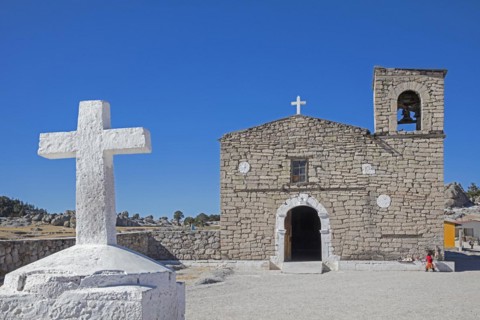 Mid-18th century Jesuit San Ignacio Mission church in Valley of the Mushrooms near the town Creel