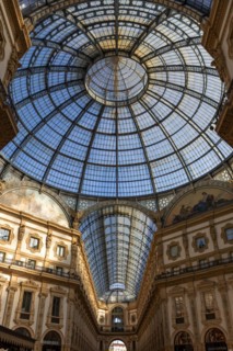 Glass dome roof and frescoes in the Galleria Vittorio Emanuele II