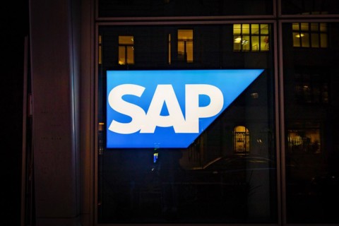 A logo of the SAP company is seen in a branch office in Berlin