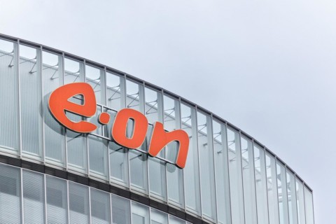 A lettering of the company e.on at their headquarters in Essen