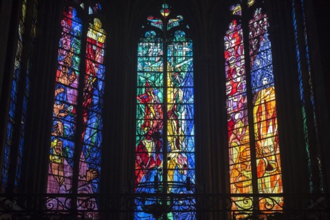 Stained glass windows by Jacques Villon in the Gothic Cathedral of St Stephen of Metz