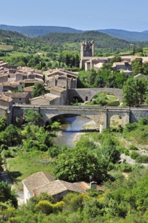 View over the medieval village and the Abbey of St. Mary of Lagrasse