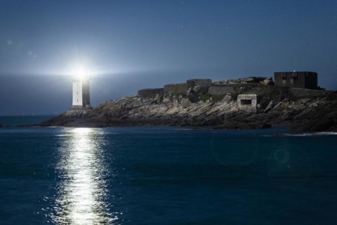 View of the lighthouse on the coast to the Celtic Sea in Le Conquet