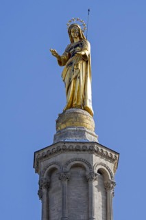 Gilded statue of Virgin Mary at Cathedrale Notre-Dame des Doms d'Avignon