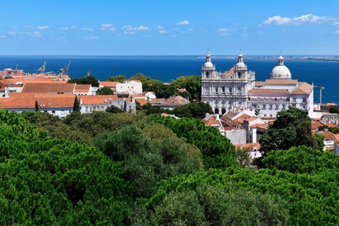 View from the Miradouro de Santa Luzia over the Alfama and the Tagus
