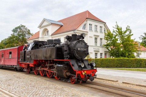 Steam train of the Baederbahn Molli railway Steam locomotive in Bad Doberan