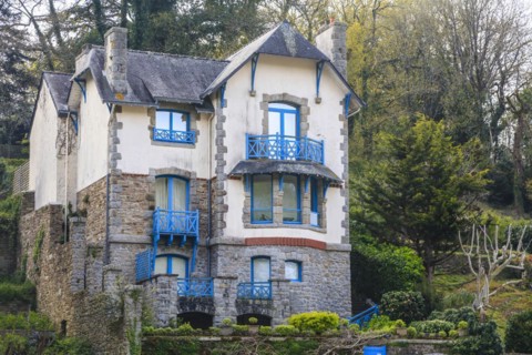 Artists' village of Pont-Aven in the Cornouaille at the beginning of the estuary of the river Aven into the Atlantic Ocean