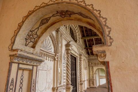 Colourful painted fron portal