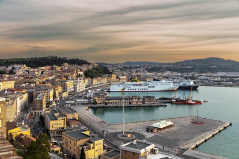 Port with ferry boat Anek Lines
