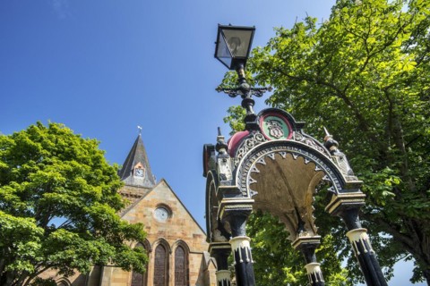 Anderson Memorial Drinking Fountain in front of the Dornoch Cathedral
