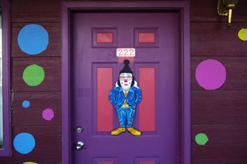 Door with Elvis Presley in Clown Costume
