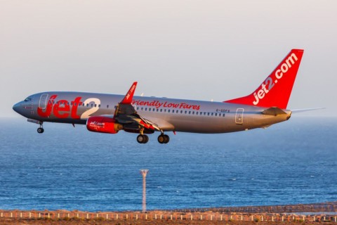 A Jet2 Boeing 737-800 aircraft with registration G-GDFS at Tenerife Airport