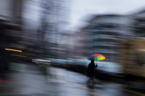 A person with an umbrella