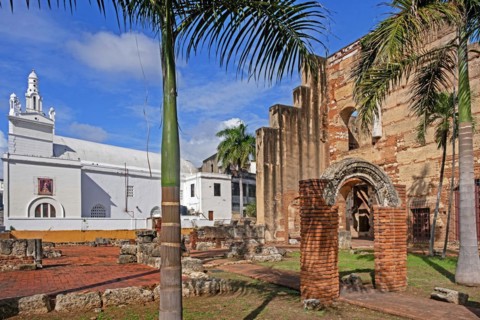 Hospital San Nicolas de Bari and Iglesia Nuestra Senora de la Altagracia in the Ciudad Colonial of the city Santo Domingo