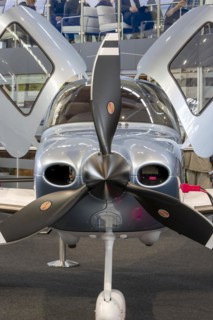 The front part of the aircraft with the propeller