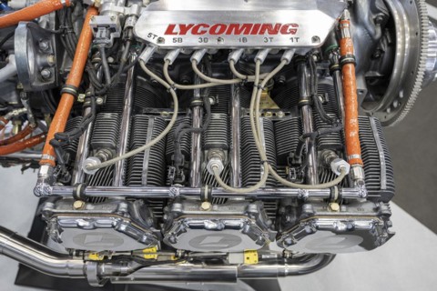 Detail view of an aircraft engine in boxer design of the US-American manufacturer Lycoming