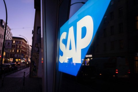 A logo of the SAP company is seen in a branch office in Berlin