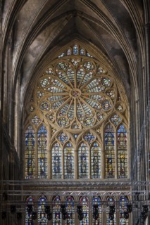 14th century rose window in the French Gothic Cathedral of Saint Stephen of Metz