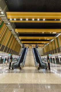 Metro Singapore underground at the Woodlands underground station on the Thomson East Coast Line in Singapore