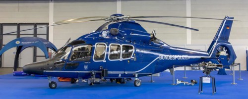Blue Federal Police helicopter