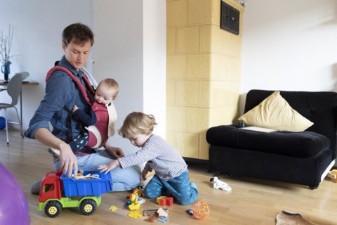 Subject: Father with two children aged nine months and three years.