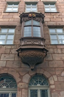 Historic oriel on a residential building in the old town