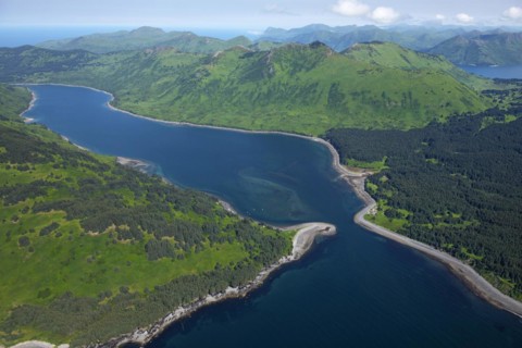 River delta on Kodiak Island