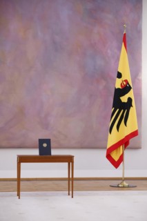 Certificate of Appointment for Federal Chancellor Olaf Scholz is ready for appointment at Bellvue PalaceBerlin