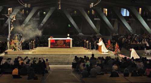 Church service at the Basilica of Saint Pius X