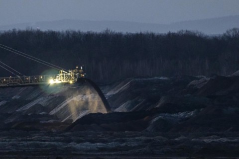 Overburden being transported in the Welzow opencast mine in Neupetershain