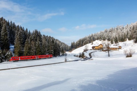 Regional train of Deutsche Bahn DB Bombardier Transportation RegioSwinger tilting technology in Allgaeu Bavaria in Oberstaufen