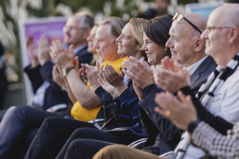 (R-L) Craig John Hawke, Ambassador of New Zealand to Germany, Bernd Neuendorf, President of the